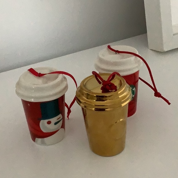 Starbucks Festive Red and Gold Ornament SET OF 3 Christmas ornaments 2012/14 - Picture 4 of 16